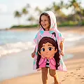 Gabby's Poppenhuis Gabby’s Poppenhuis Poncho – Kinder Strandponcho met Capuchon – Sneldrogend – Meisjes Badponcho
