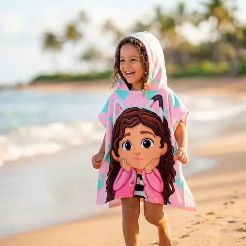 Gabby's Poppenhuis Gabby’s Poppenhuis Poncho – Kinder Strandponcho met Capuchon – Sneldrogend – Meisjes Badponcho