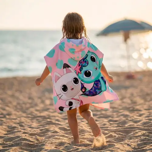 Gabby's Poppenhuis Gabby’s Poppenhuis Poncho – Kinder Strandponcho met Capuchon – Sneldrogend – Meisjes Badponcho