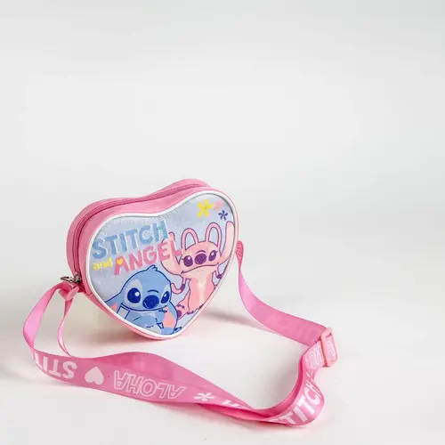 Disney Stitch en Angel Tasje Hartvorm – Schoudertas Kinderen – Meisjes Tas Stitch Angel – Verstelbare Band