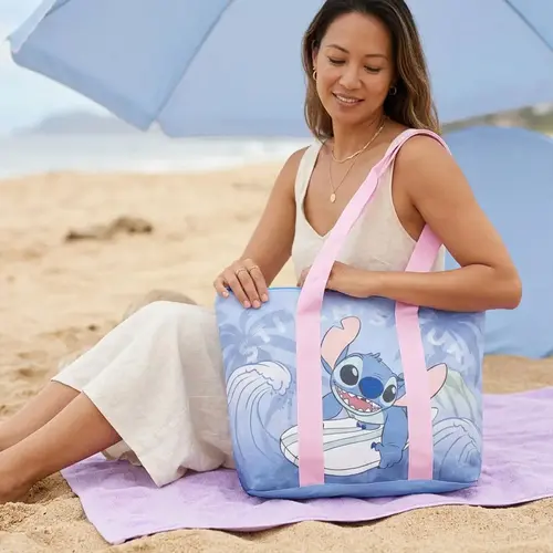 Disney Disney Stitch Strandtas – Grote Strandtas Dames – Shopper met Ritssluiting – Blauwe Strandtas met Schouderbanden