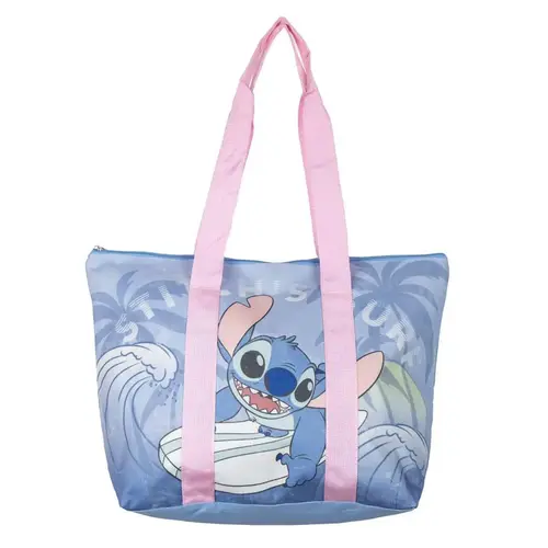 Disney Disney Stitch Strandtas – Grote Strandtas Dames – Shopper met Ritssluiting – Blauwe Strandtas met Schouderbanden