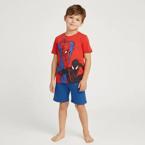 Marvel Marvel Spider-Man Zomerset – Kledingset Jongens – T-shirt en Korte Broek – Miles Morales Print – Rood Blauw – Kinder Zomerkleding