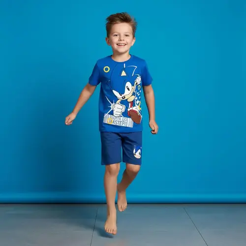Sonic the Hedgehog Sonic the Hedgehog Zomerset Jongens – T-shirt en Korte Broek Set – Kinder Kledingset Zomer – Blauw – Casual Outfit