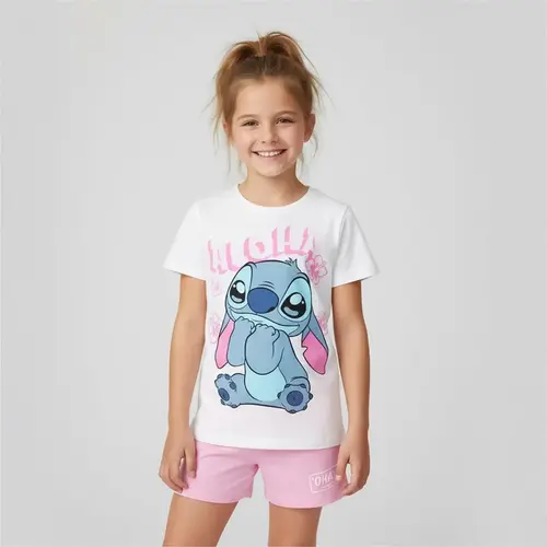 Disney Disney Stitch Kledingset Meisjes – Aloha Shirt en Roze Short – Zomerset – Officieel Gelicenseerd