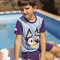 Bluey Bluey Kledingset Jongens – T-Shirt en Short Blauw Paars – Zomer Outfit – Officieel Gelicenseerd