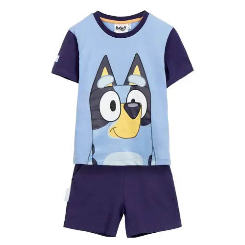Bluey Bluey Kledingset Jongens – T-Shirt en Short Blauw Paars – Zomer Outfit – Officieel Gelicenseerd