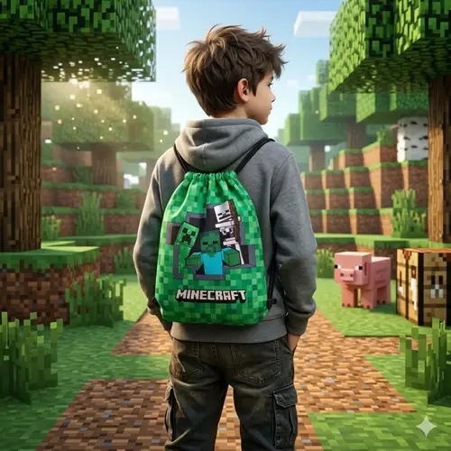 Minecraft Minecraft Gym Bag for Kids – Drawstring Sports Bag – Official Minecraft Gym Sack