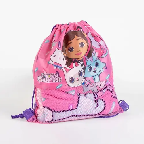 Gabby's Poppenhuis Gabby's Dollhouse Strandset Kind – Strandlaken 70x140 cm, Gymtas en Pet – Roze – Meisjes