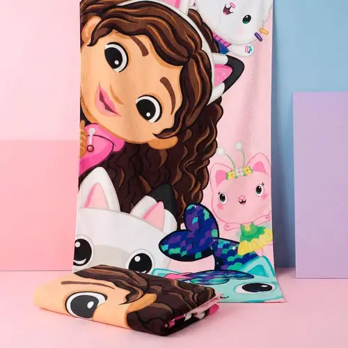 Gabby's Poppenhuis Gabby's Dollhouse Strandlaken Polyester 70x140 cm – Sneldrogend Strandlaken Kind – Roze Meisjes