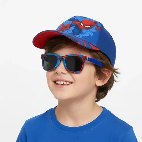 Marvel Spiderman Pet en Zonnebril Set voor Kinderen – Blauw Rood – Zomer Accessoire Jongens – UV Bescherming – Officieel Marvel