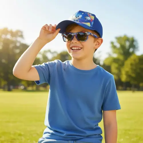 Sonic the Hedgehog Sonic Pet met Zonnebril Set Kind – Blauwe Cap Jongens – Zomer Accessoires