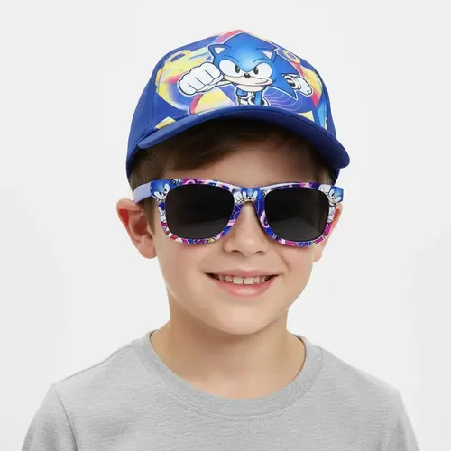 Sonic the Hedgehog Sonic Pet met Zonnebril Set Kind – Blauwe Cap Jongens – Zomer Accessoires