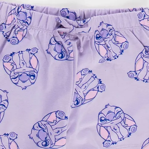 Disney Disney Stitch Zomerset Meisjes – T-shirt en Korte Broek – Paars – Kinder Kleding Set