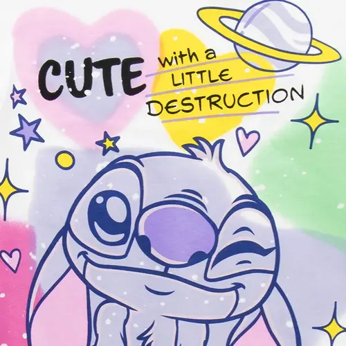 Disney Disney Stitch Zomerset Meisjes – T-shirt en Korte Broek – Paars – Kinder Kleding Set