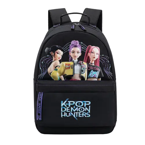 Kpop Demon Hunters Kpop Demon Hunters Backpack 43 cm Boys and Girls – Black – School Bag with Front Pocket
