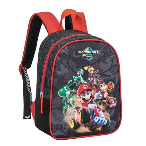 Super Mario Mario Kart Backpack Height 32cm Boys and Girls – Black Red – School Bag with Print