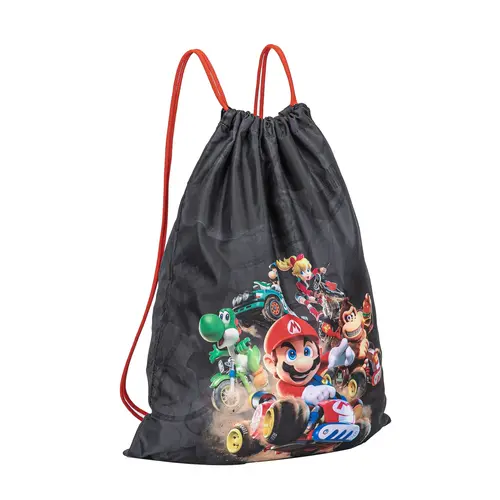 Super Mario Mario Kart gym bag boys black – drawstring sports bag – lightweight gym sack – height 42cm – ideal for school and sports
