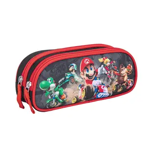 Super Mario Mario Kart etui jongens – zwart rood – dubbele rits