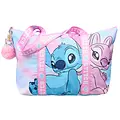 Disney Stitch weekend bag girls – large shoulder bag with Stitch and Angel – pink blue bag with zipper