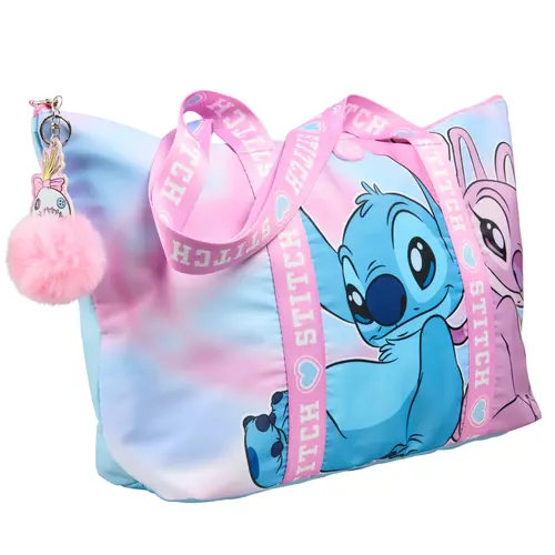 Disney Stitch weekend bag girls – large shoulder bag with Stitch and Angel – pink blue bag with zipper
