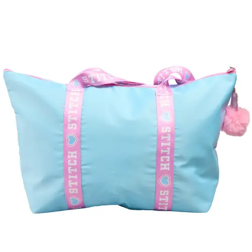 Disney Stitch weekend bag girls – large shoulder bag with Stitch and Angel – pink blue bag with zipper