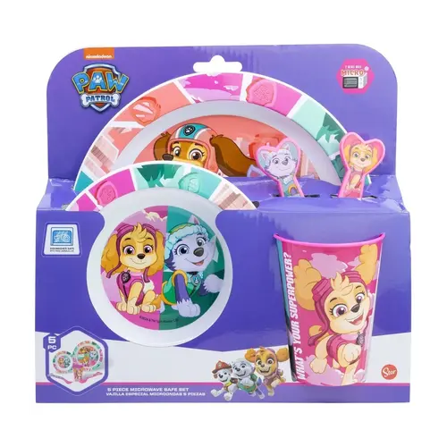 Nickelodeon Paw Patrol eetset 5 delig – Skye en Everest – Bord Kom Beker Bestek – Kinder servies set magnetron geschikt