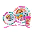 Nickelodeon Paw Patrol dining set 5 piece – Skye and Everest – plate bowl cup cutlery – kids tableware set microwave safe