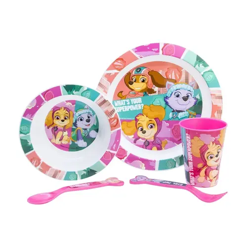 Nickelodeon Paw Patrol eetset 5 delig – Skye en Everest – Bord Kom Beker Bestek – Kinder servies set magnetron geschikt