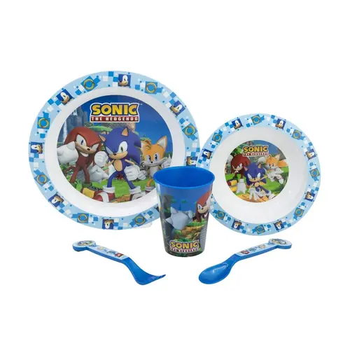 Sonic the Hedgehog Sonic the Hedgehog Eetset 5 Delig – Bord Kom Beker Bestek – Kinder Servies