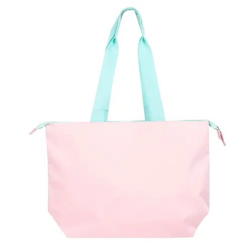 Disney Disney Stitch Strandtas – Grote Schoudertas met Angel – Lichtroze & Blauw – Ritsvak & Binnenvak