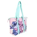 Disney Disney Stitch Strandtas – Grote Schoudertas met Angel – Lichtroze & Blauw – Ritsvak & Binnenvak
