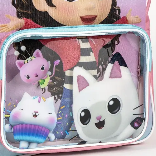 Gabby's Poppenhuis Gabby’s Poppenhuis Rugzak Meisjes – Kinder Rugzak – Roze – 30 cm – Doorzichtig Voorvak