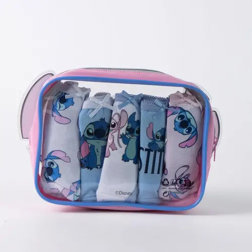 Disney Disney Stitch Ondergoed Set Meisjes – 5 Stuks – Lilo & Stitch – Kinder Onderbroek – Inclusief Opbergtas