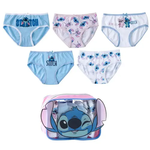 Disney Disney Stitch Ondergoed Set Meisjes – 5 Stuks – Lilo & Stitch – Kinder Onderbroek – Inclusief Opbergtas
