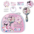 Hello Kitty Hello Kitty Beauty Set for Girls – Hair Accessories Set with Hairbrush, Scrunchie, Clips, Hair Ties and Bracelet – Includes Storage Bag