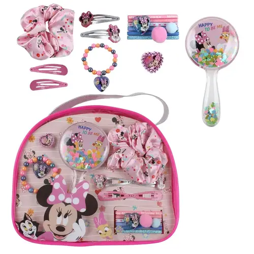 Disney Disney Minnie Mouse Beautyset voor Meisjes – Haaraccessoires Set met Haarborstel, Scrunchie, Clips, Elastieken en Armband – Inclusief Opbergtas