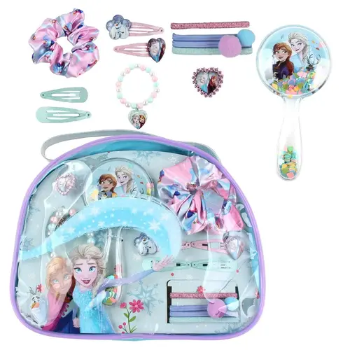 Disney Disney Frozen Beautyset voor Meisjes – Haaraccessoires Set met Haarborstel, Scrunchie, Clips, Elastieken, Armband en Opbergtas