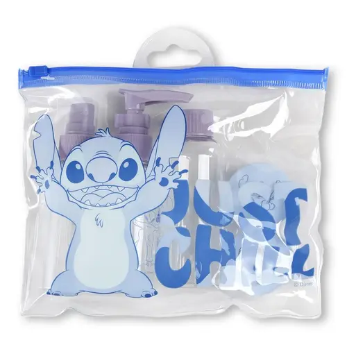 Disney Disney Stitch Hygiene Set voor Kinderen – Reisflesjes Set met Pompfles, Sprayfles, Flesje en Opbergtas