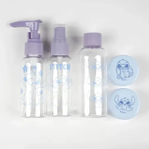 Disney Disney Stitch Hygiene Set voor Kinderen – Reisflesjes Set met Pompfles, Sprayfles, Flesje en Opbergtas