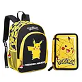 Pokemon Pokémon Pikachu Rugzak en Etui Set – Schooltas met Dubbel Etui – Zwart Geel – Officieel Gelicenseerd