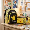 Pokemon Pokémon Pikachu Rugzak en Etui Set – Schooltas met Dubbel Etui – Zwart Geel – Officieel Gelicenseerd
