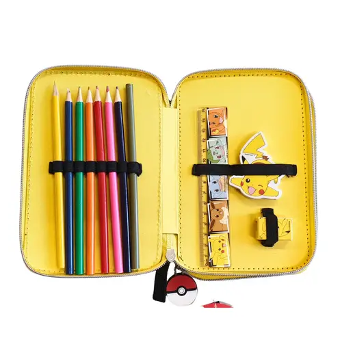 Pokemon Pokémon Pikachu Rugzak en Etui Set – Schooltas met Dubbel Etui – Zwart Geel – Officieel Gelicenseerd