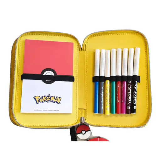 Pokemon Pokémon Pikachu Rugzak en Etui Set – Schooltas met Dubbel Etui – Zwart Geel – Officieel Gelicenseerd