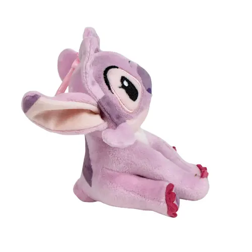 Disney Disney Stitch Rugzak en Angel Tassenhanger Set – Schooltas met Plush Bag Clip – Grijs Roze – Officieel Gelicenseerd