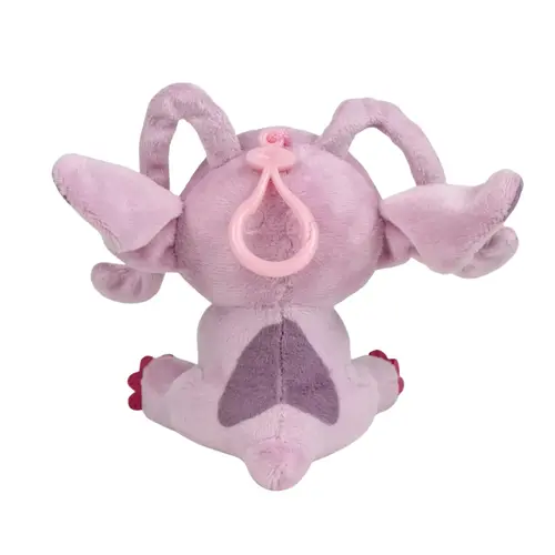 Disney Disney Stitch Rugzak en Angel Tassenhanger Set – Schooltas met Plush Bag Clip – Grijs Roze – Officieel Gelicenseerd