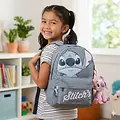 Disney Disney Stitch Rugzak en Angel Tassenhanger Set – Schooltas met Plush Bag Clip – Grijs Roze – Officieel Gelicenseerd