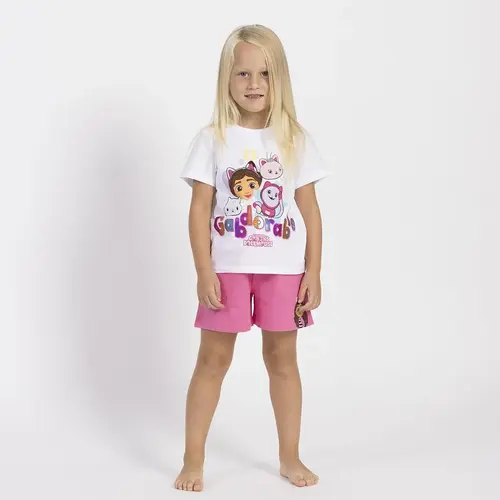 Gabby's Poppenhuis Gabby's Dollhouse Zomerset en Pet voor Meisjes – T Shirt, Korte Broek en Cap – Roze/Wit – Officieel Gelicenseerd