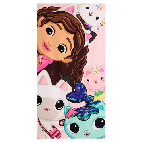 Gabby's Poppenhuis Gabby's Dollhouse Pet, Strandlaken, Kledingset en Poncho Set – Meisjes Zomer Bundle – Roze Wit – Officieel Gelicenseerd