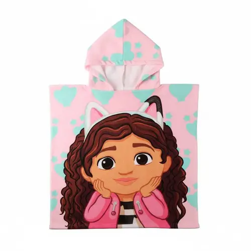 Gabby's Poppenhuis Gabby's Dollhouse Pet, Strandlaken, Kledingset en Poncho Set – Meisjes Zomer Bundle – Roze Wit – Officieel Gelicenseerd
